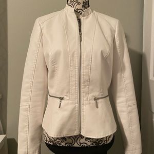 BACCINI white faux leather jacket & coat